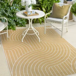 UNAMOURDETAPIS - Tapis extérieur, kilim reversible 200x290 lyn2 u reversible jaune et crème
