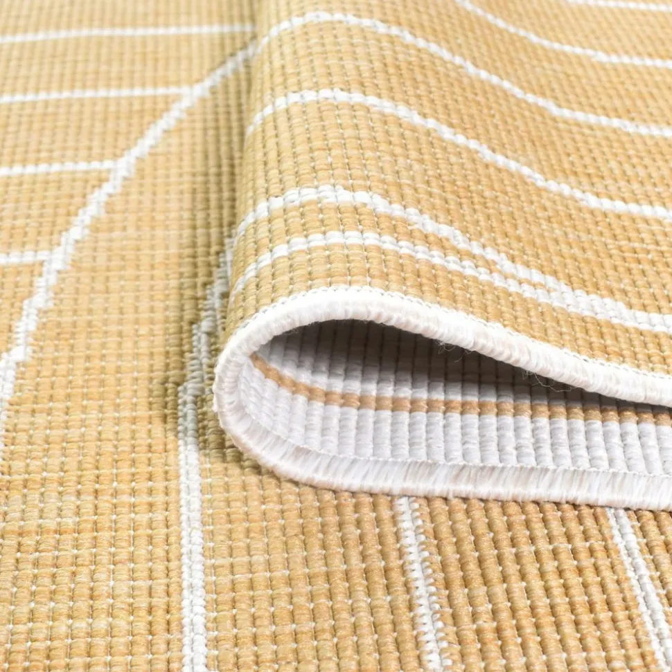 UNAMOURDETAPIS - Tapis extérieur, kilim reversible 200x290 lyn2 u reversible jaune et crème