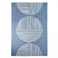 UNAMOURDETAPIS - Tapis extérieur, kilim reversible 120x170 lyn2 bl reversible bleu et crème