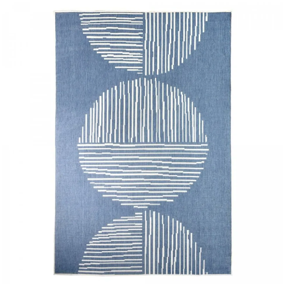 UNAMOURDETAPIS - Tapis extérieur, kilim reversible 120x170 lyn2 bl reversible bleu et crème