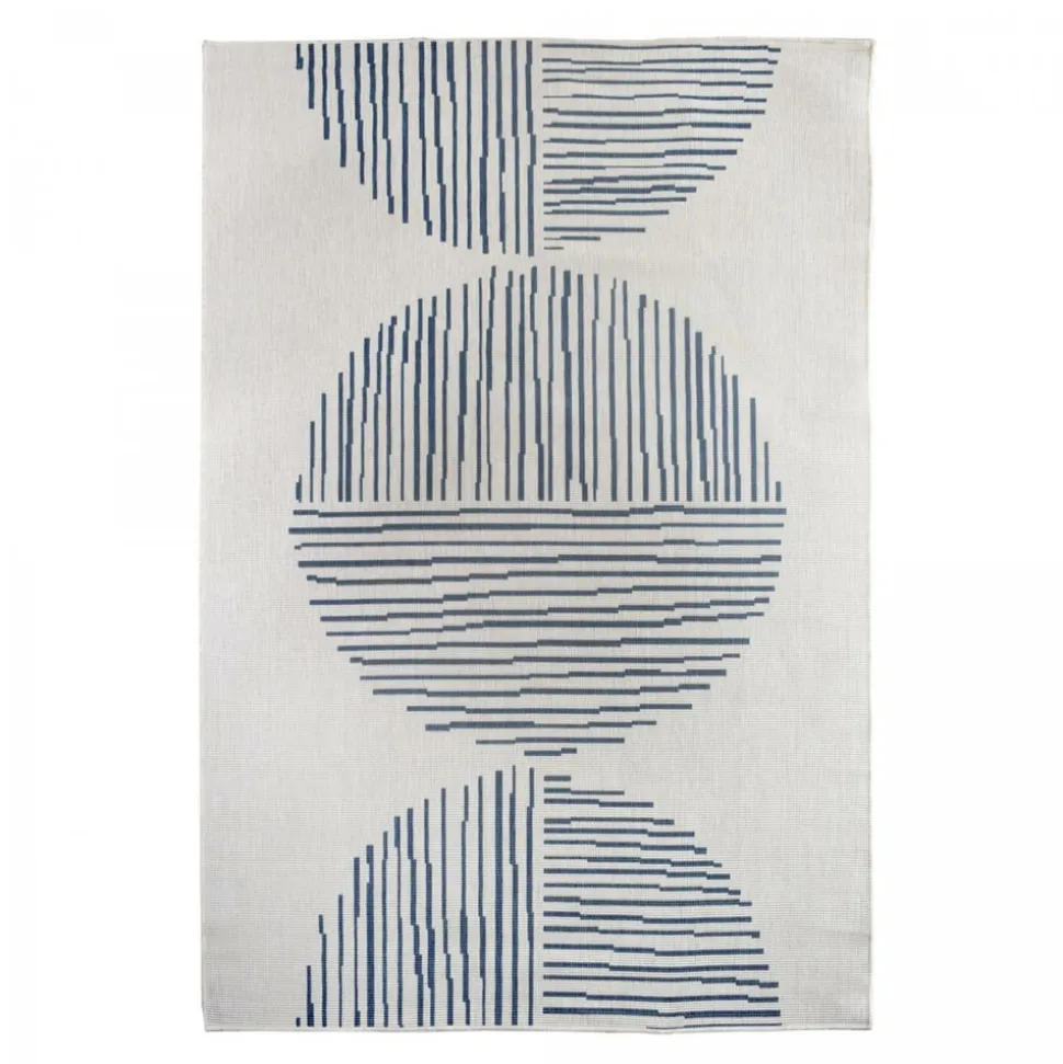 UNAMOURDETAPIS - Tapis extérieur, kilim reversible 120x170 lyn2 bl reversible bleu et crème