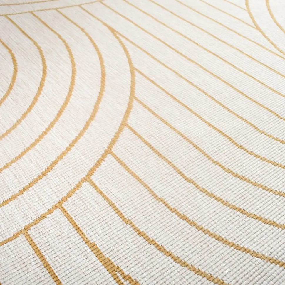 UNAMOURDETAPIS - Tapis extérieur, kilim reversible 120x170 lyn2 u reversible jaune et crème