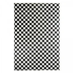 UNAMOURDETAPIS - Tapis extérieur, kilim reversible 160x230 motif damier lyn2 x reversible noir et blanc