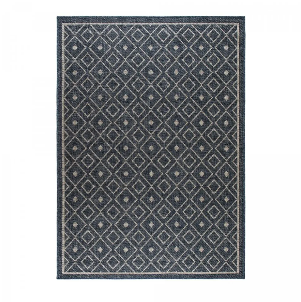 UNAMOURDETAPIS - Tapis extérieur 120x170 tissé kilim bleu babta