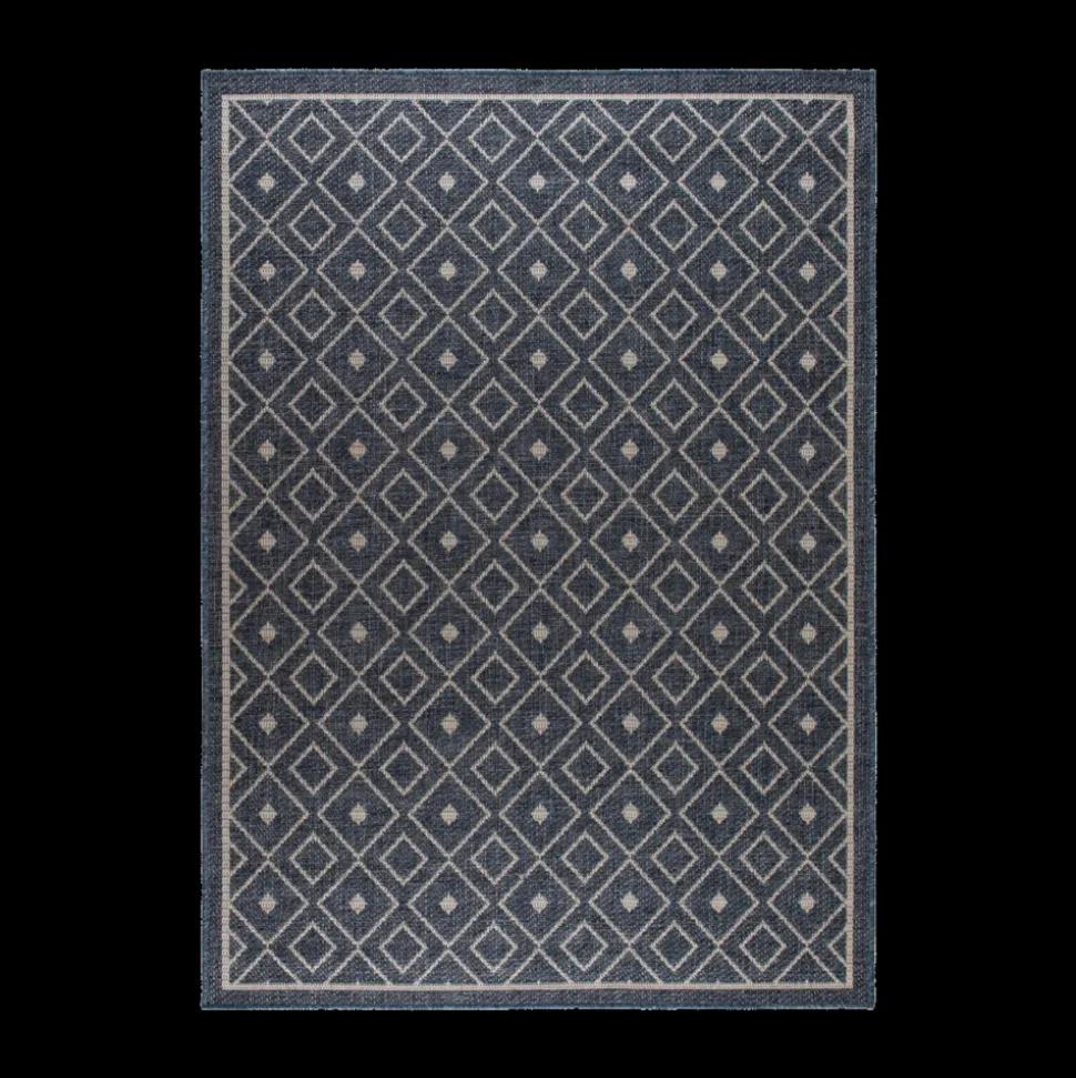 UNAMOURDETAPIS - Tapis extérieur 120x170 tissé kilim bleu babta