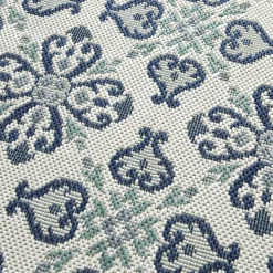 UNAMOURDETAPIS - Tapis extérieur 200x290 tissé kilim vert et bleu casada 7