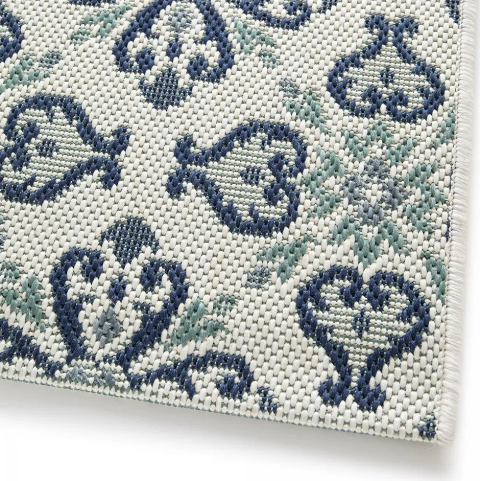 UNAMOURDETAPIS - Tapis extérieur 200x290 tissé kilim vert et bleu casada 7