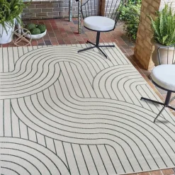 UNAMOURDETAPIS - Tapis extérieur, kilim reversible 120x170 bc reversible vert et crème