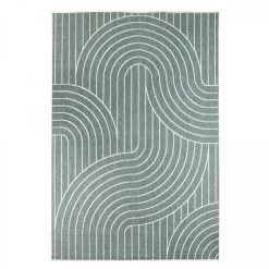 UNAMOURDETAPIS - Tapis extérieur, kilim reversible 120x170 bc reversible vert et crème