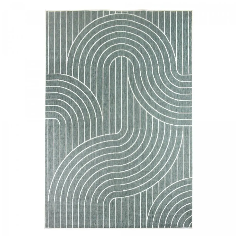 UNAMOURDETAPIS - Tapis extérieur, kilim reversible 120x170 bc reversible vert et crème