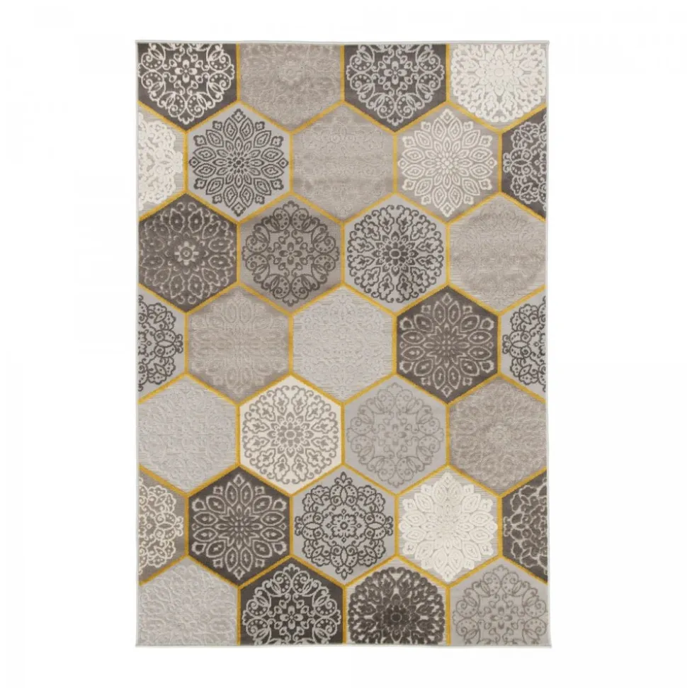 UNAMOURDETAPIS - Tapis extérieur 160x230 tissé kilim beige et jaune luxora 2