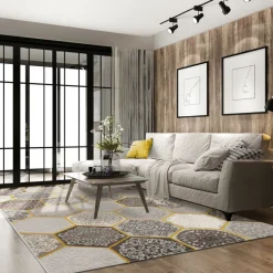 UNAMOURDETAPIS - Tapis extérieur 160x230 tissé kilim beige et jaune luxora 2