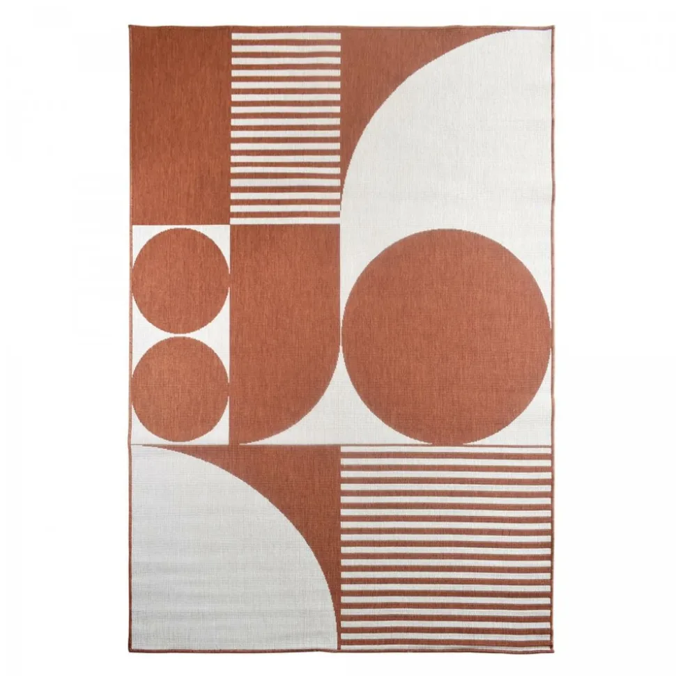 UNAMOURDETAPIS - Tapis extérieur, kilim reversible 120x170 lyn2 bf reversible terracota et crème