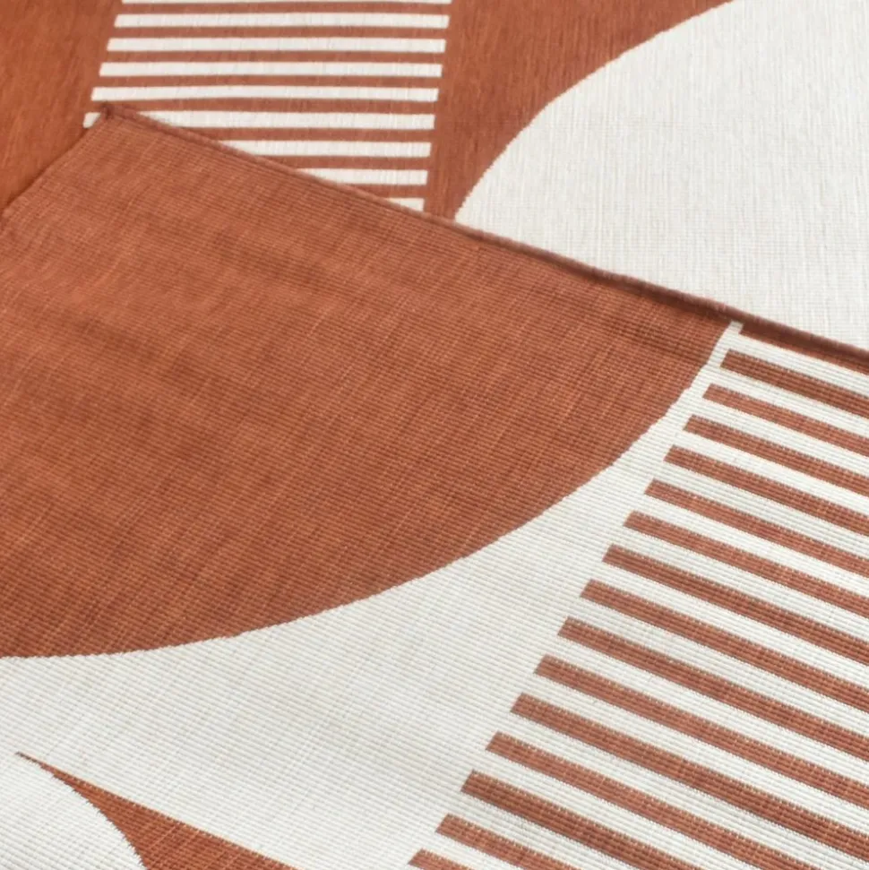 UNAMOURDETAPIS - Tapis extérieur, kilim reversible 120x170 lyn2 bf reversible terracota et crème