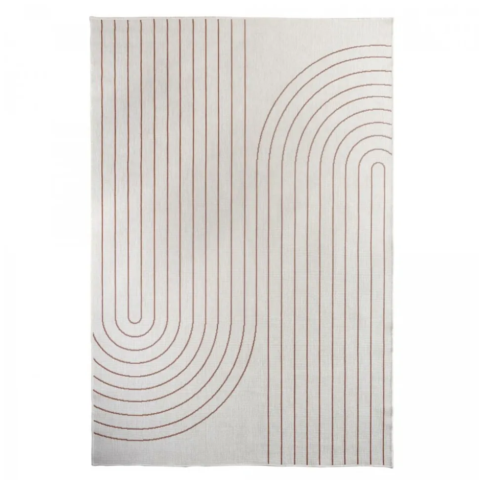 UNAMOURDETAPIS - Tapis extérieur, kilim reversible 240x340 an reversible terracota et crème