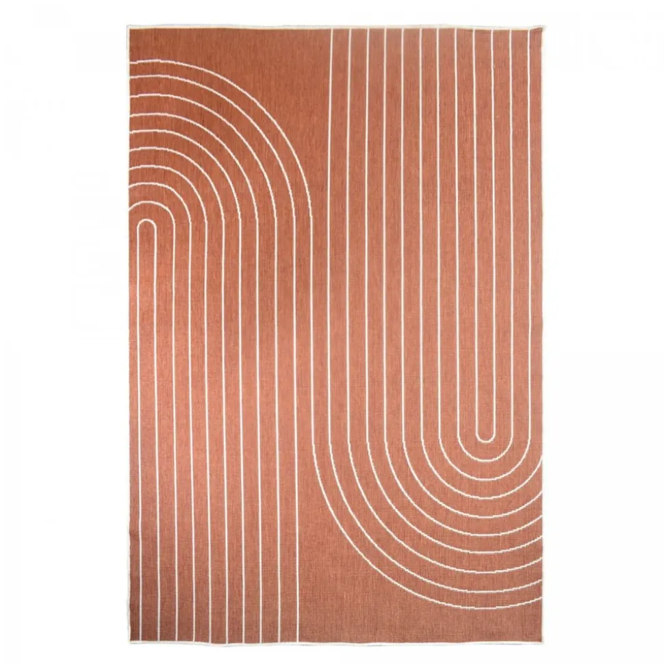 UNAMOURDETAPIS - Tapis extérieur, kilim reversible 240x340 an reversible terracota et crème