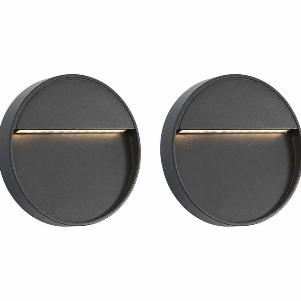 VIDAXL - Appliques murales à led d'extérieur 2 pcs 3 w noir rond
