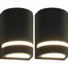 VIDAXL - Appliques murales d'extérieur 2 pcs 35 w noir demi-rond