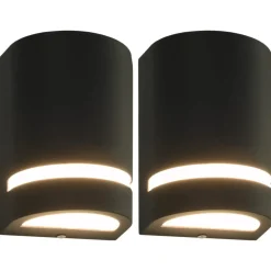 VIDAXL - Appliques murales d'extérieur 2 pcs 35 w noir demi-rond