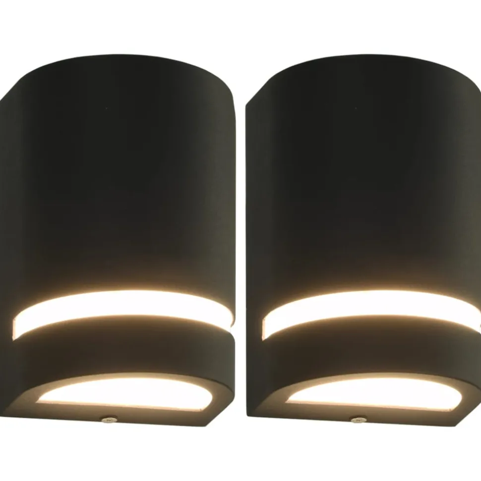 VIDAXL - Appliques murales d'extérieur 2 pcs 35 w noir demi-rond