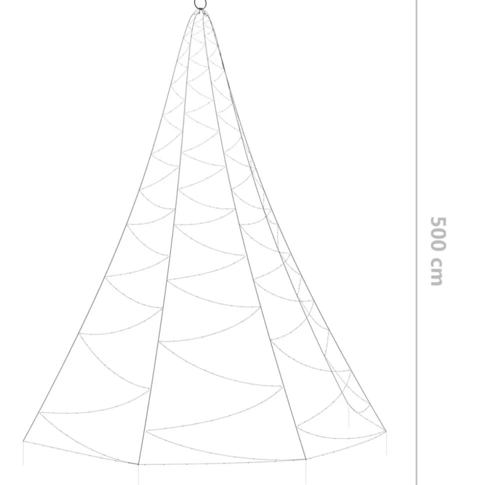 VIDAXL - Arbre mural avec crochet métallique 720 led blanc chaud 5 m