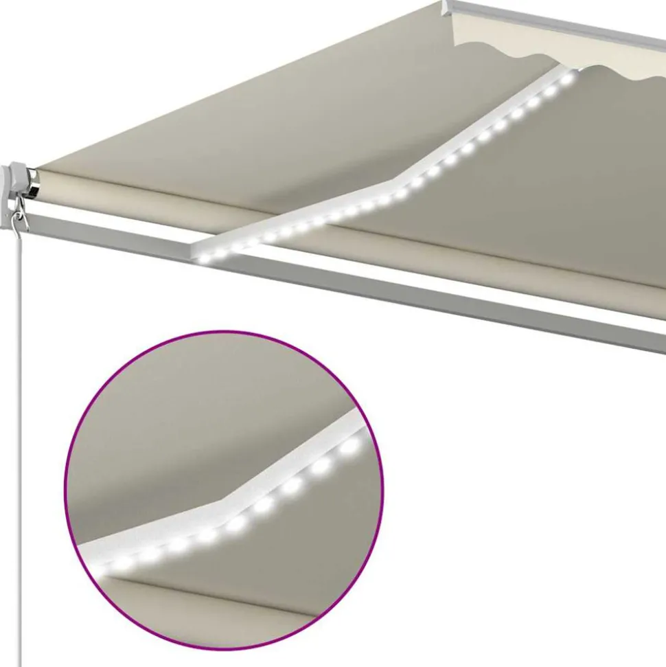 VIDAXL - Auvent automatique capteur de vent/led 6x3 m crème