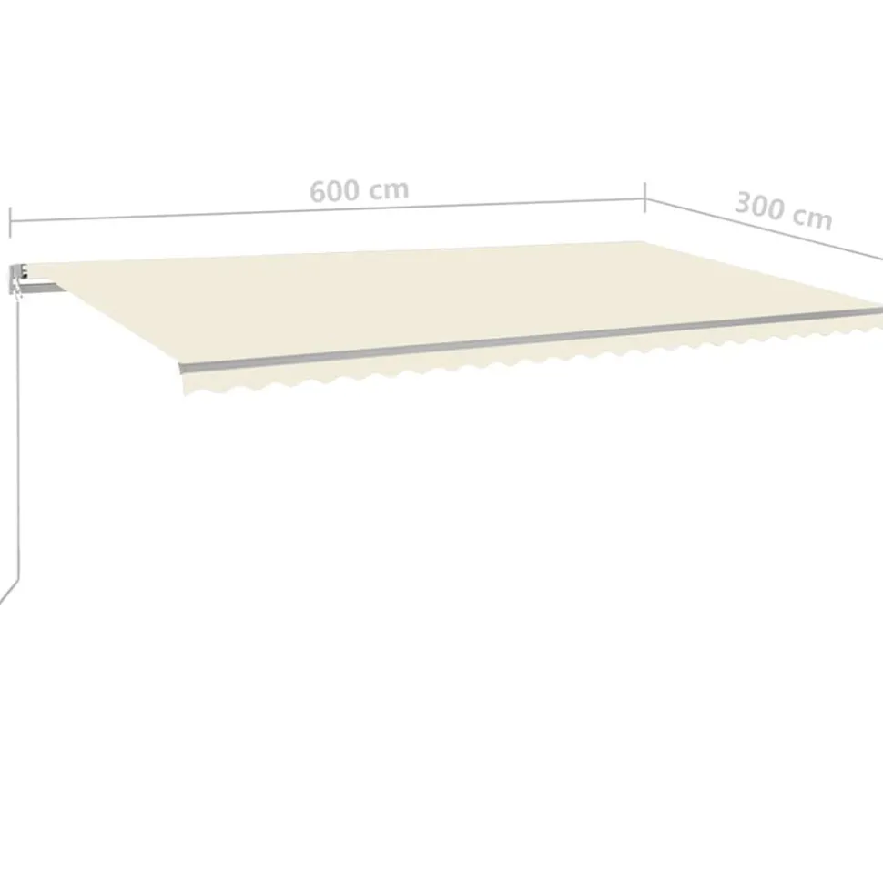 VIDAXL - Auvent automatique capteur de vent/led 6x3 m crème