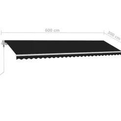 VIDAXL - Auvent automatique capteur de vent et led 600x300 cm anthracite