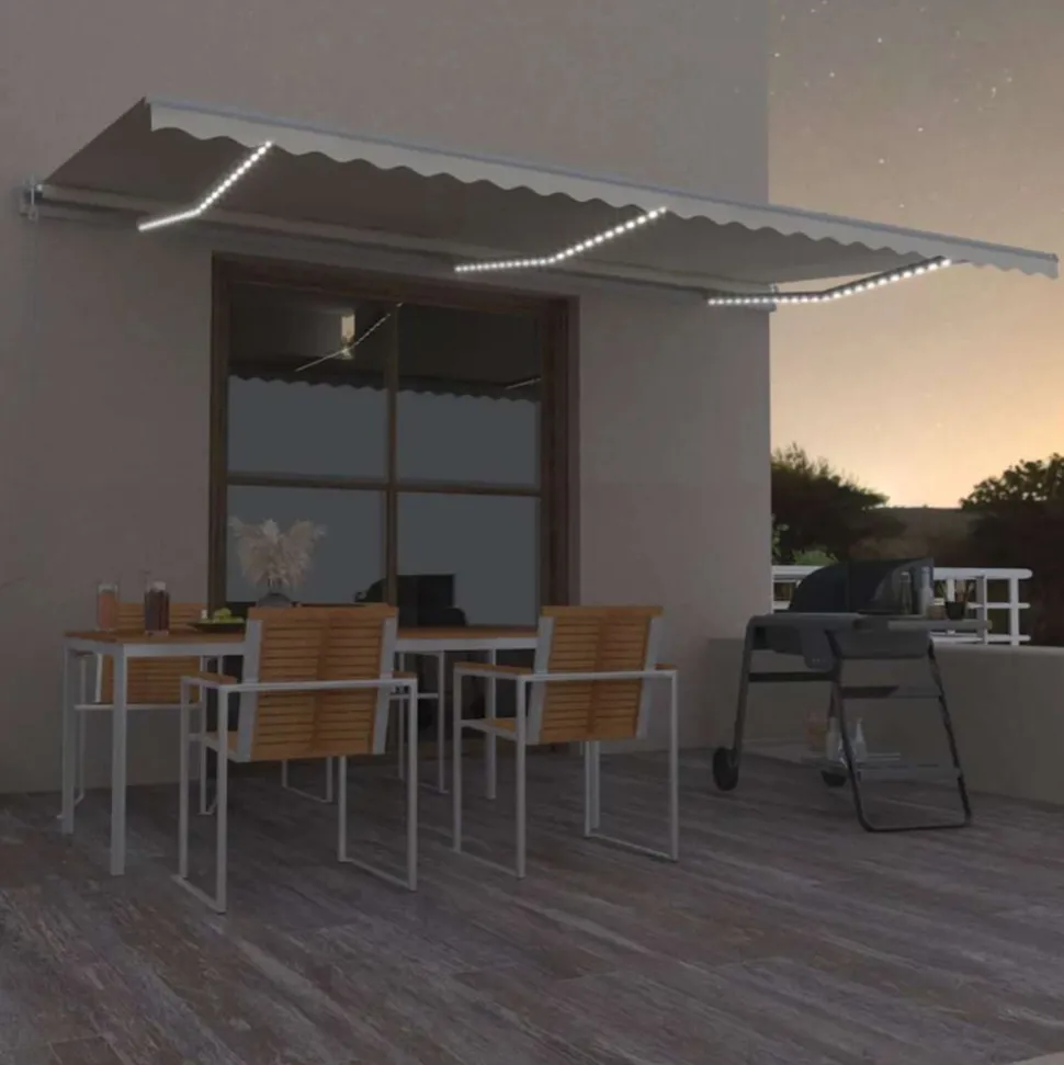 VIDAXL - Auvent automatique avec capteur de vent et led 600x300 cm crème