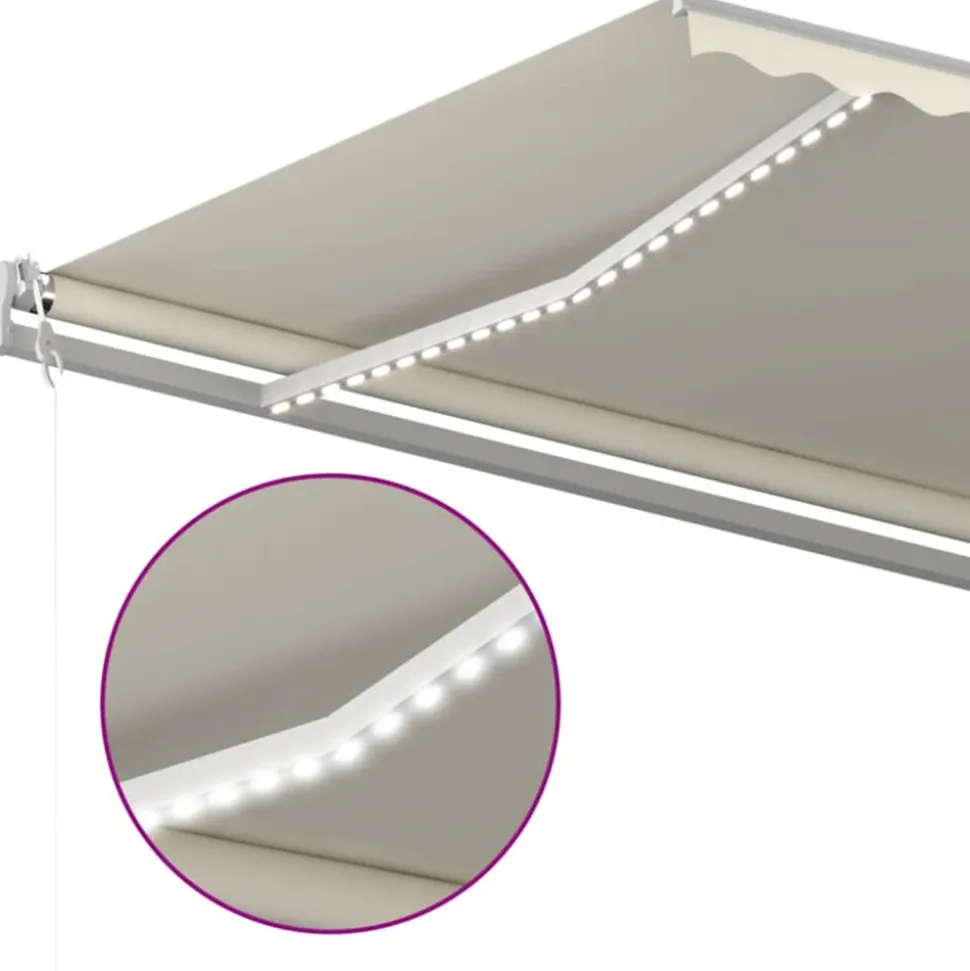 VIDAXL - Auvent automatique avec capteur de vent et led 600x300 cm crème