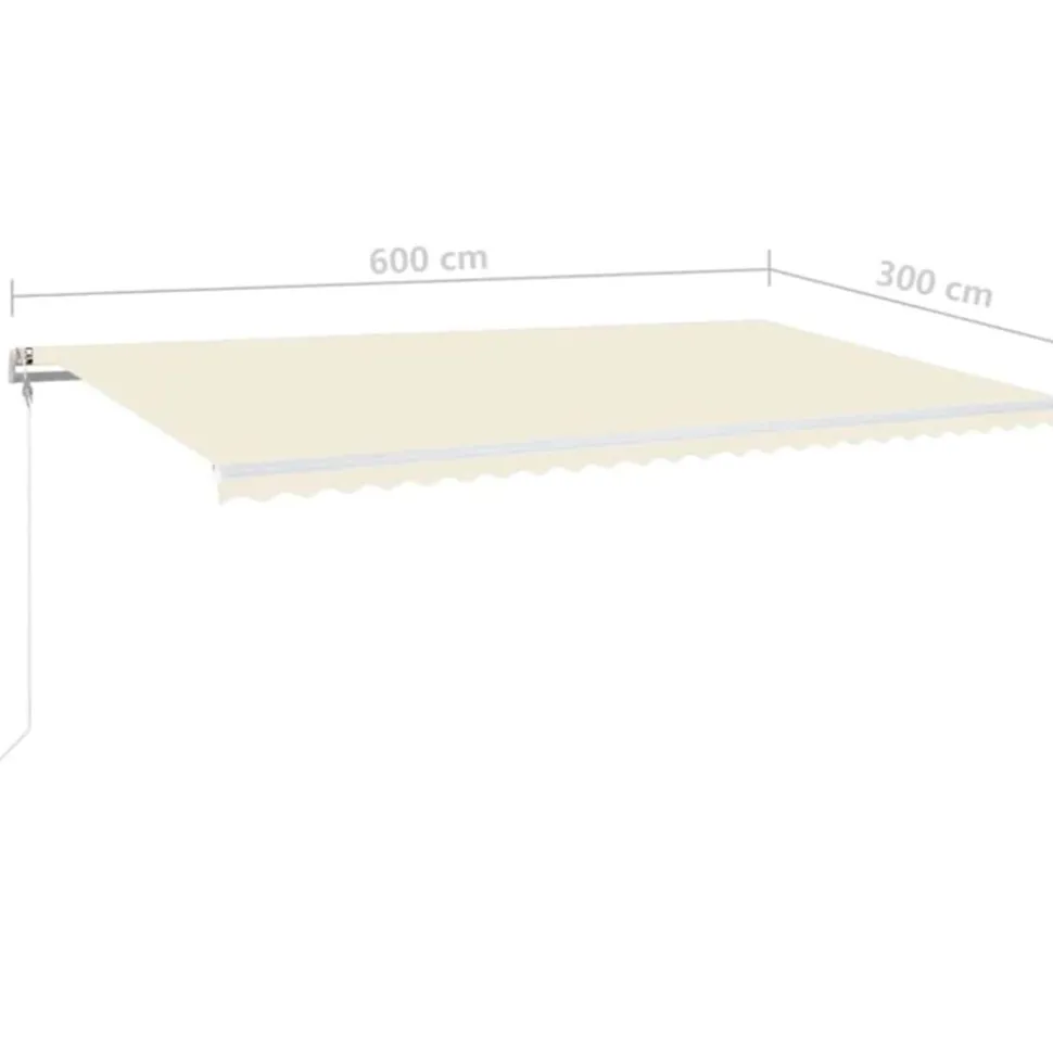 VIDAXL - Auvent automatique avec capteur de vent et led 600x300 cm crème