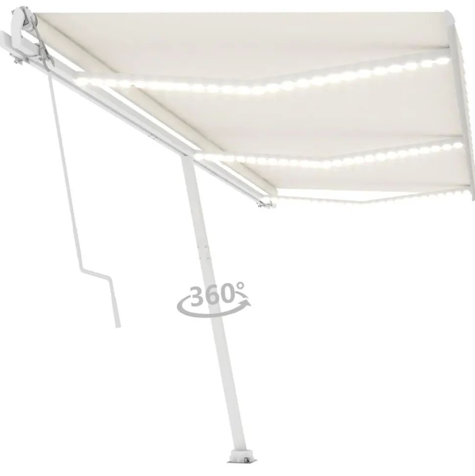 VIDAXL - Auvent automatique avec capteur de vent et led 600x300 cm crème