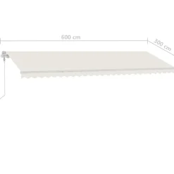 VIDAXL - Auvent automatique avec capteur de vent et led 600x300 cm crème