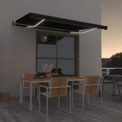 VIDAXL - Auvent automatique capteur de vent et led 400x350 cm anthracite