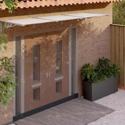 VIDAXL - Auvent de porte gris et transparent 297,5x90 cm polycarbonate