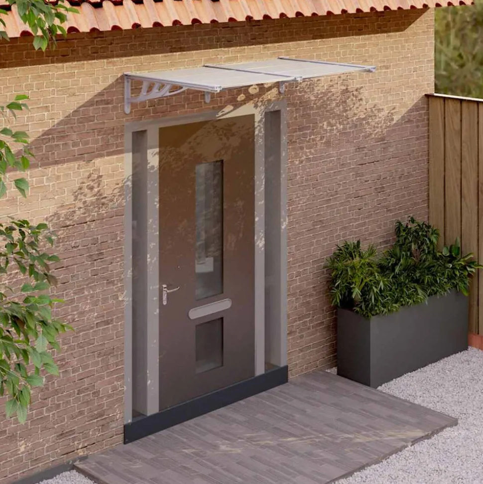 VIDAXL - Auvent de porte gris et transparent 152,5x90 cm polycarbonate