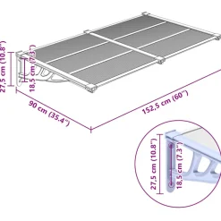 VIDAXL - Auvent de porte gris et transparent 152,5x90 cm polycarbonate