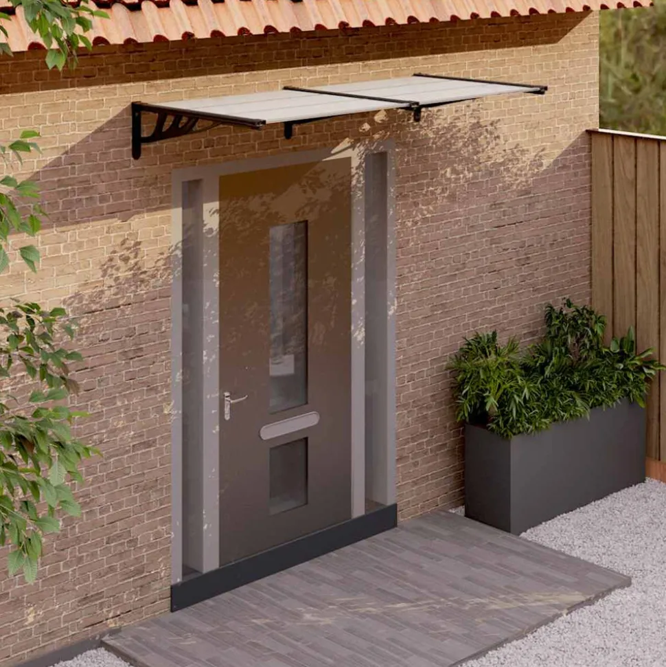 VIDAXL - Auvent de porte noir et transparent 199x90 cm polycarbonate