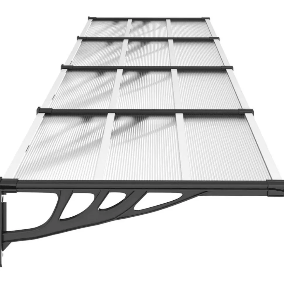 VIDAXL - Auvent de porte noir et transparent 396x90 cm polycarbonate