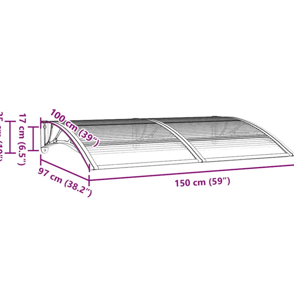 VIDAXL - Auvent de porte noir 150x100 cm polycarbonate