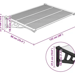 VIDAXL - Auvent de porte noir et transparent 122x90 cm polycarbonate
