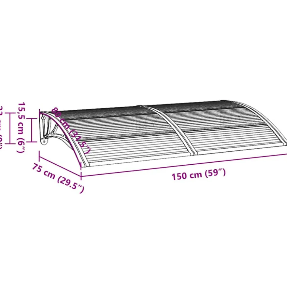 VIDAXL - Auvent de porte noir et transparent 300x75 cm polycarbonate