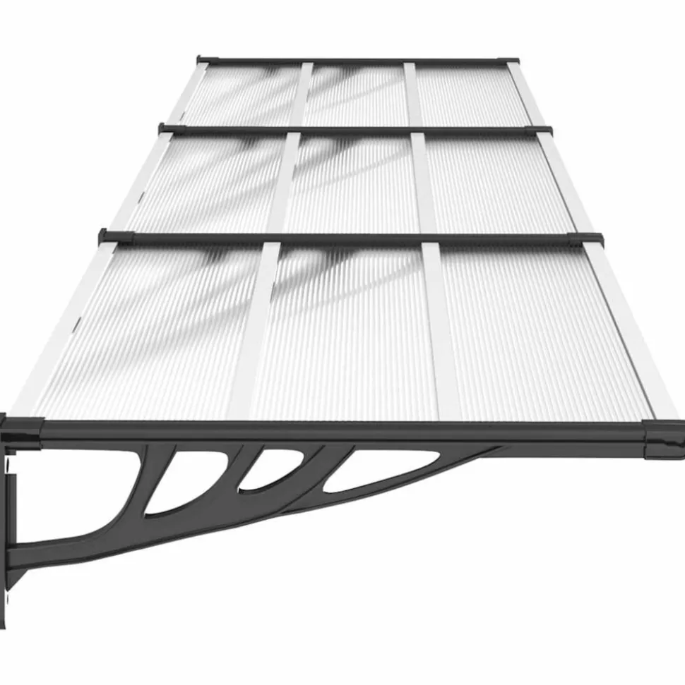 VIDAXL - Auvent de porte noir et transparent 358,5x90 cm polycarbonate