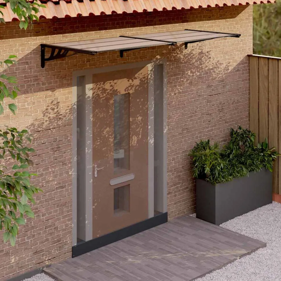 VIDAXL - Auvent de porte noir 239x90 cm polycarbonate