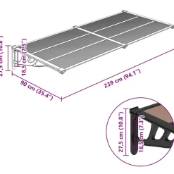 VIDAXL - Auvent de porte noir 239x90 cm polycarbonate