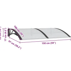 VIDAXL - Auvent de porte noir 150x100 cm polycarbonate