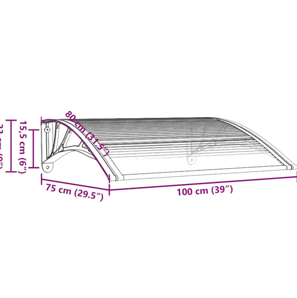 VIDAXL - Auvent de porte noir et transparent 100x75 cm polycarbonate