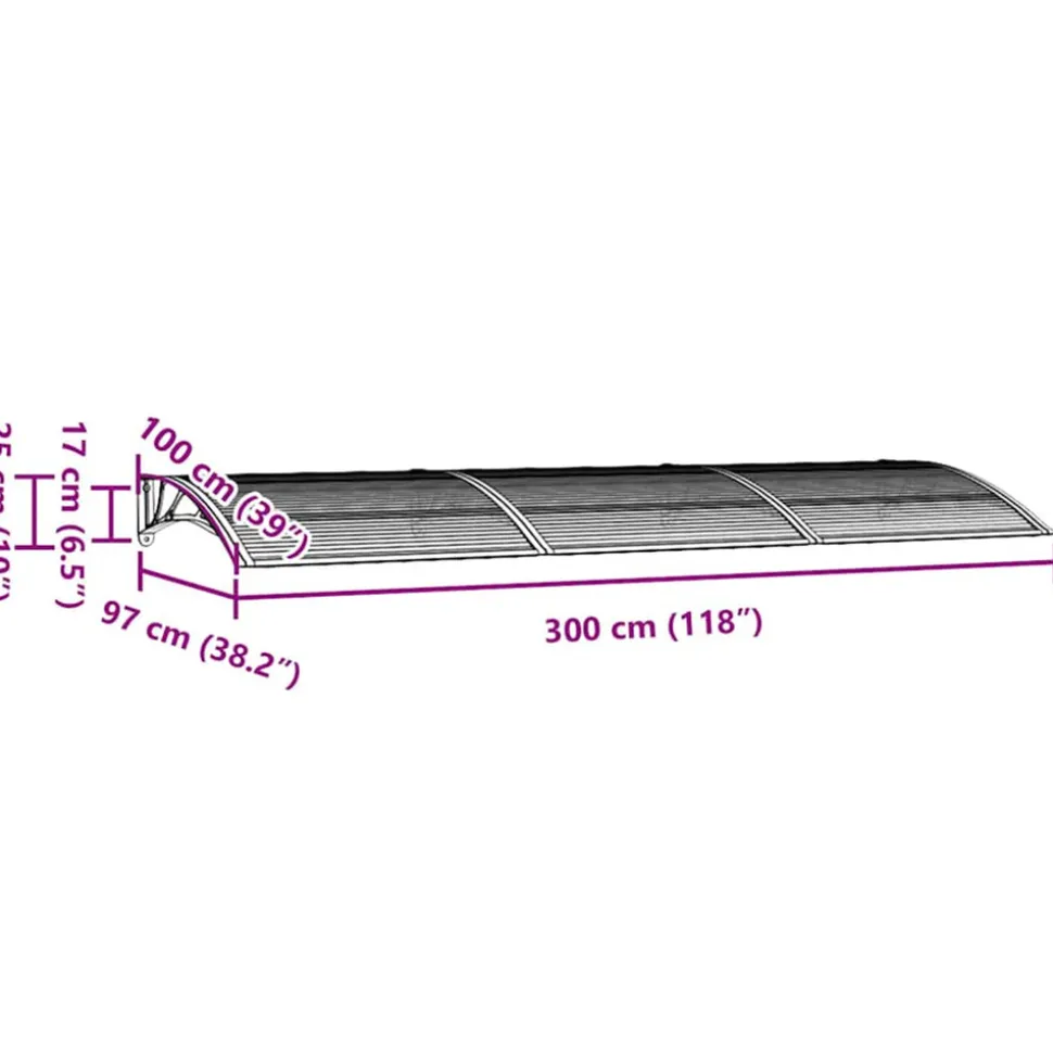 VIDAXL - Auvent de porte noir 300x100 cm polycarbonate