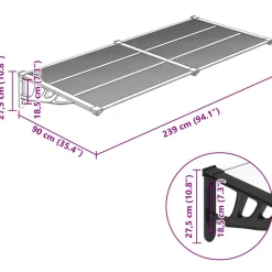 VIDAXL - Auvent de porte noir et transparent 239x90 cm polycarbonate