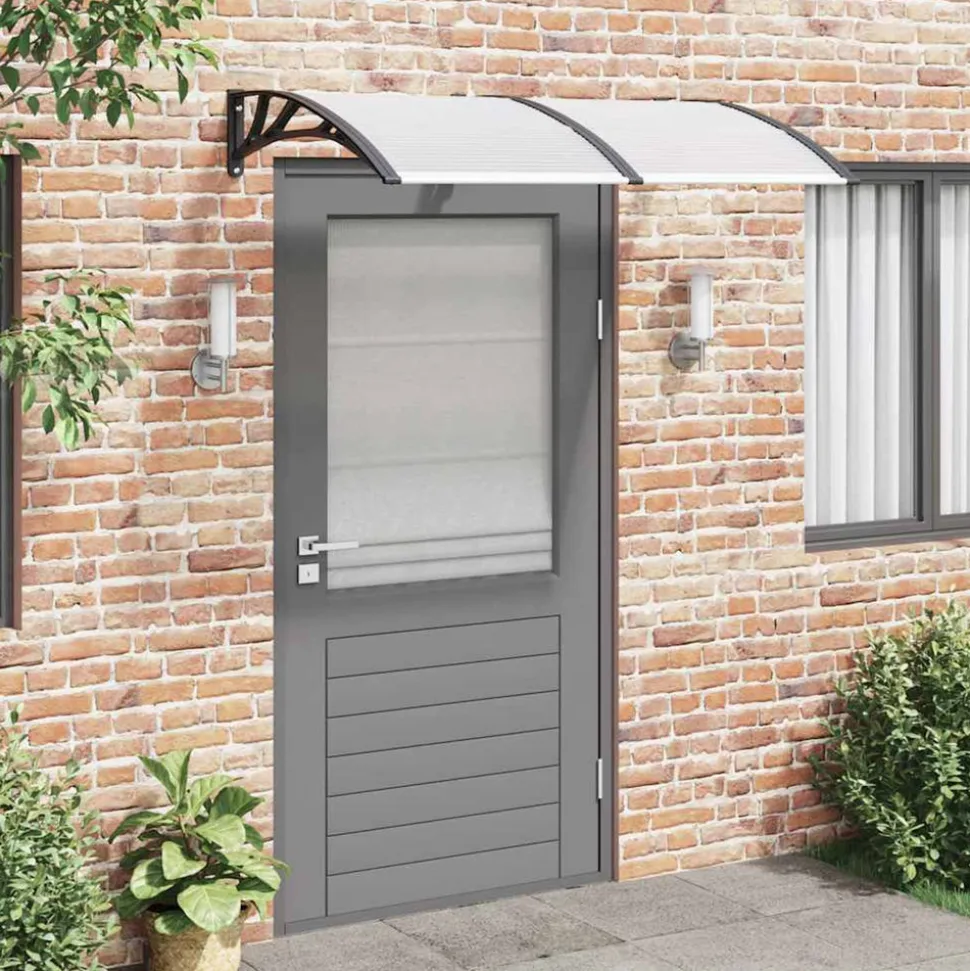 VIDAXL - Auvent de porte noir et transparent 150x75 cm polycarbonate